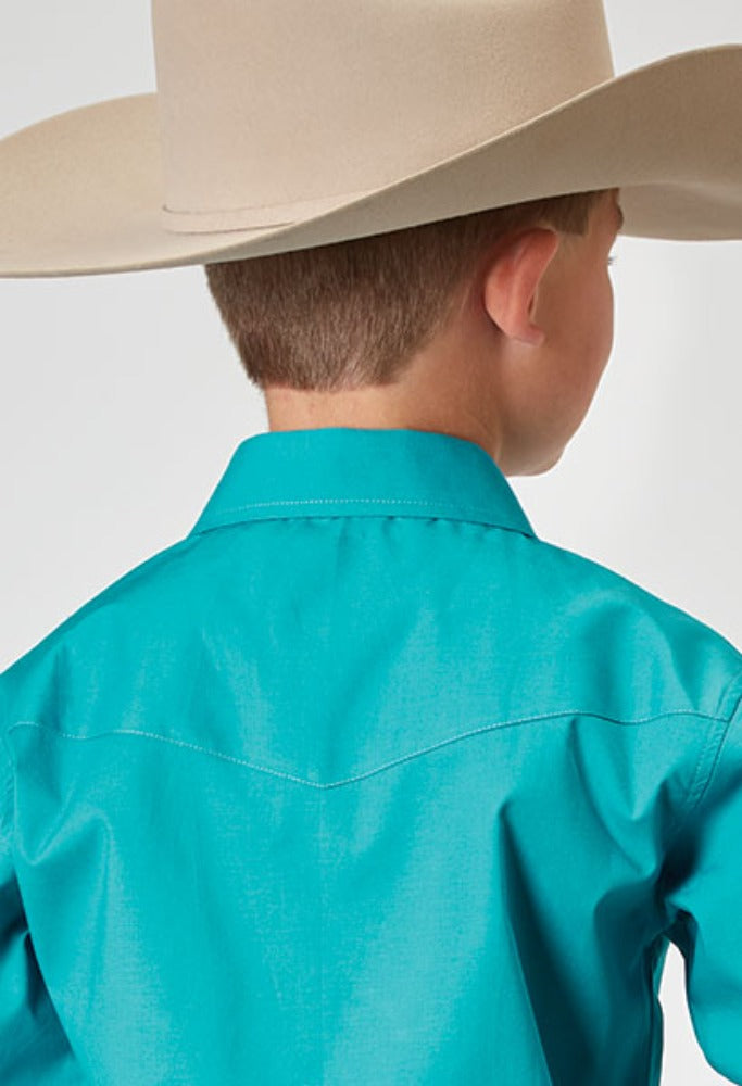 Boy's Roper Solid Turquoise Western Shirt