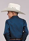BOYS ROPER SHIRT SOLID STRETCH POPLIN - NAVY