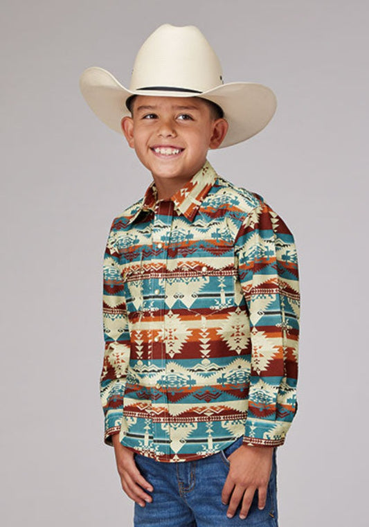 Boy's Roper Horizontal Aztec Western Shirt