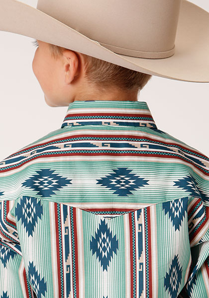 Boy's Roper Verde Stripe Western Shirt w/ Snaps