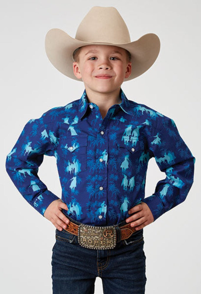 Boy's Roper Hawaiian Ombre Print Western Shirt