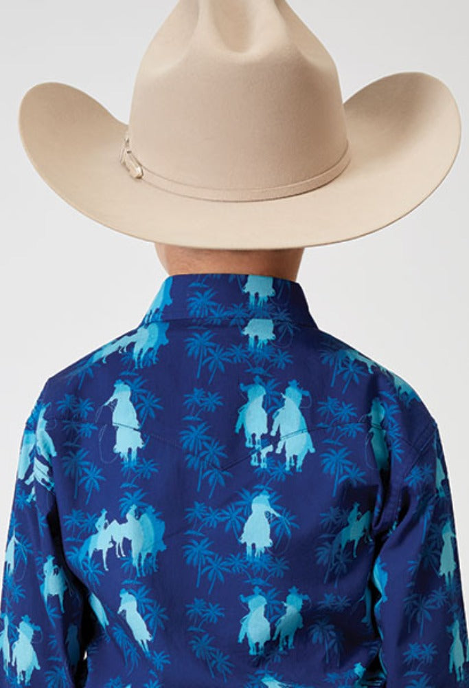 Boy's Roper Hawaiian Ombre Print Western Shirt