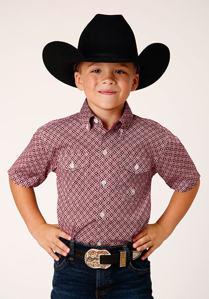 Boy's Roper Red Diamond Foulard Western Shirt w/ Buttons