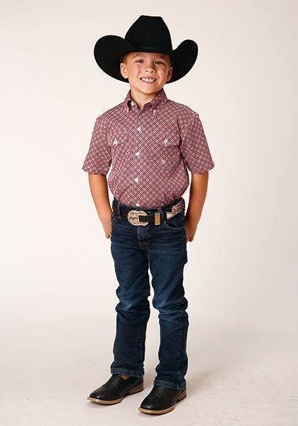 Boy's Roper Red Diamond Foulard Western Shirt w/ Buttons