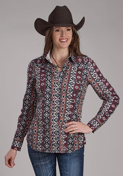 Roper Ladies Vertical Winter Aztec Print Western Shirt