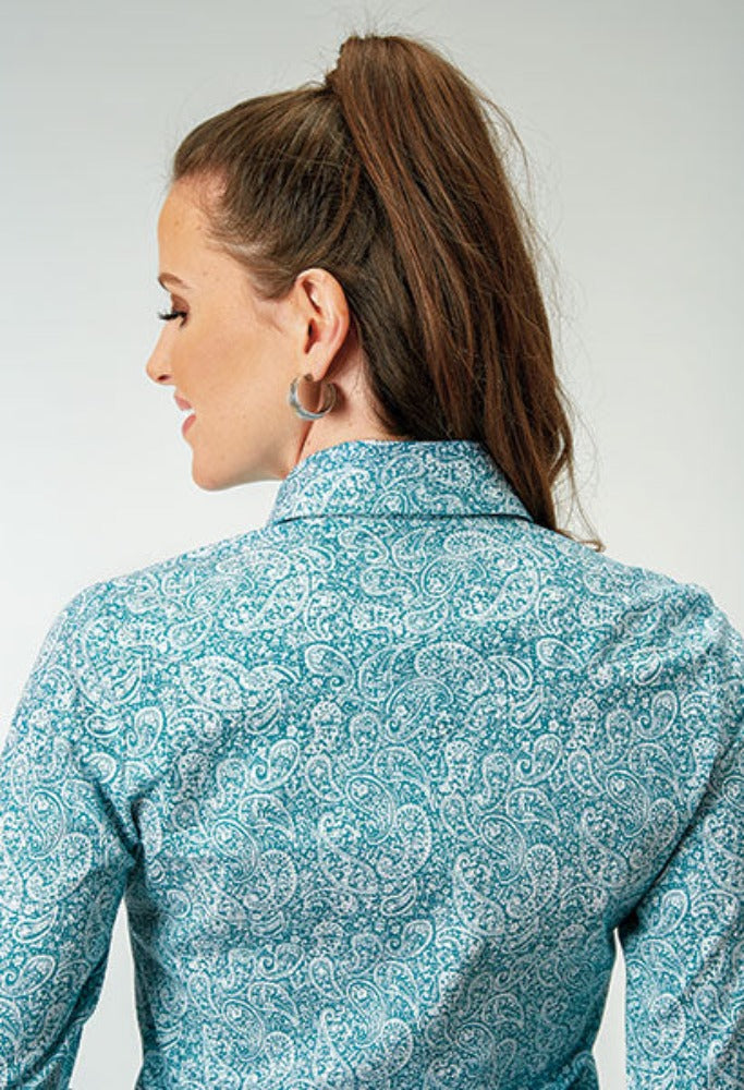 Women's Roper Teal Paisley Print Western Shirt