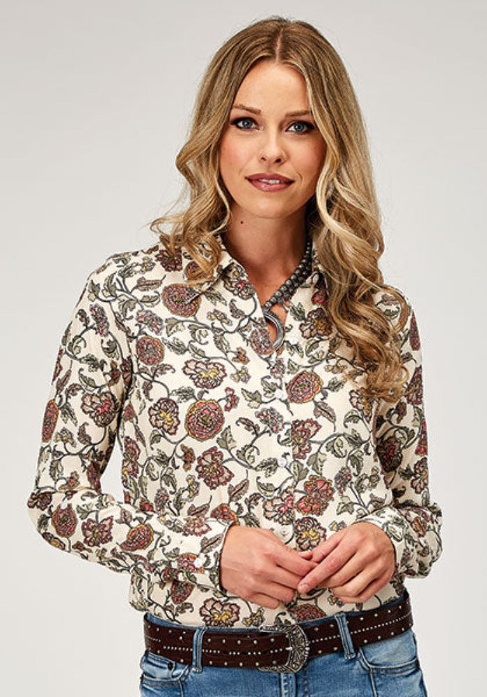Women's Vintage Floral Print Western Shirt