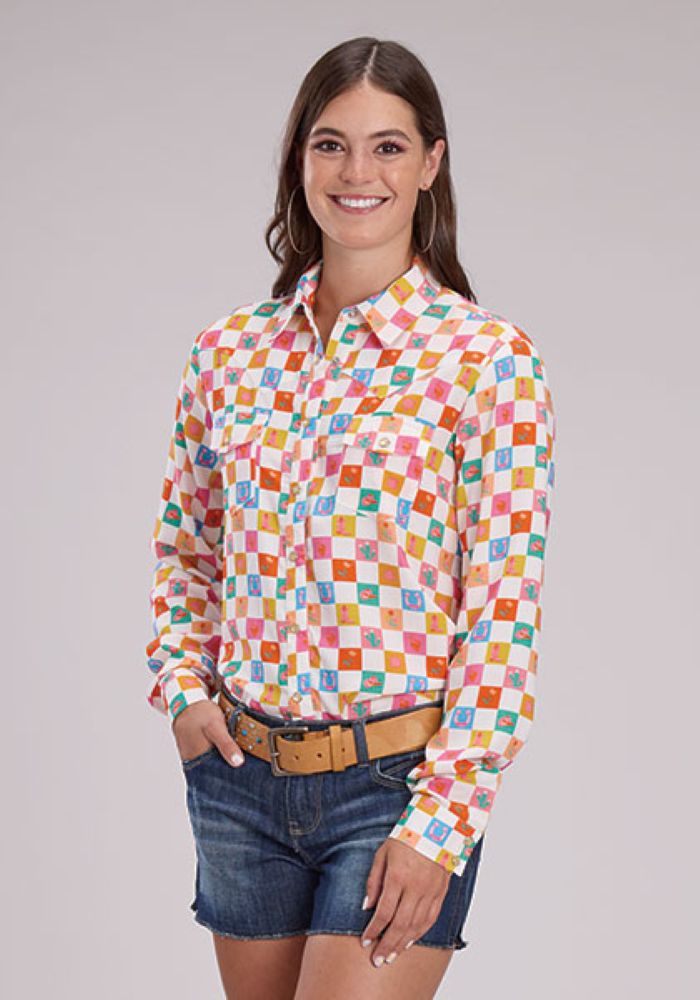 Women's Checker Print Western Shirt