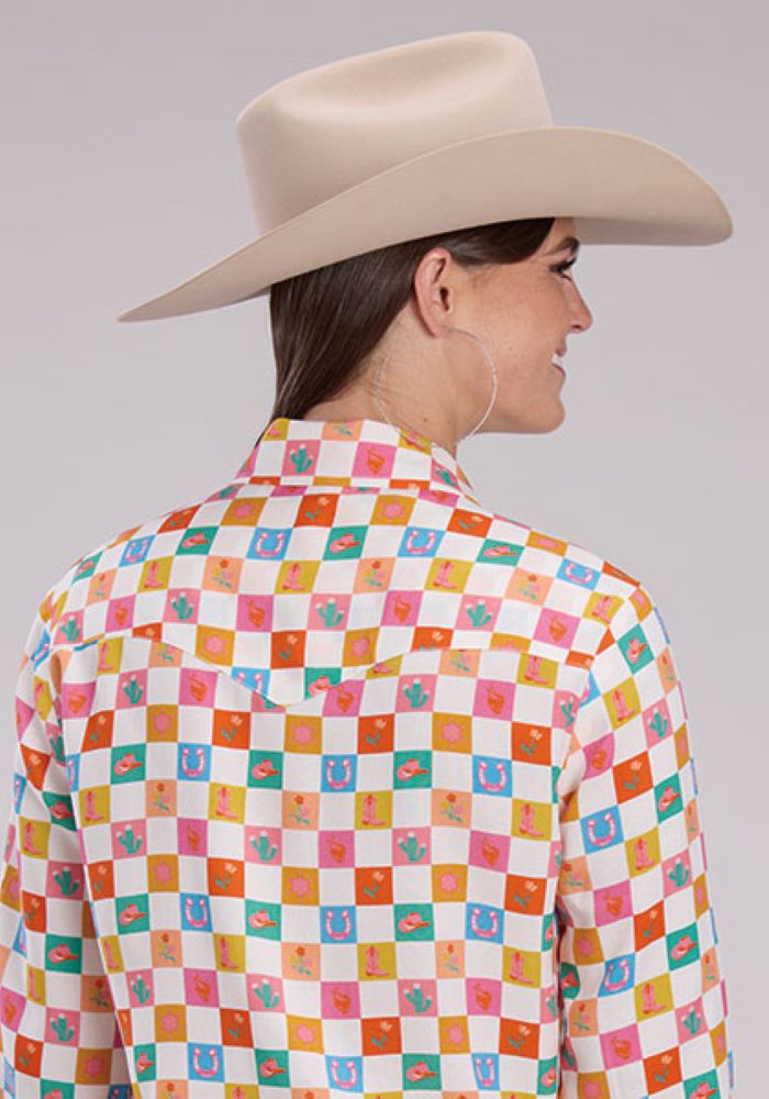 Women's Checker Print Western Shirt