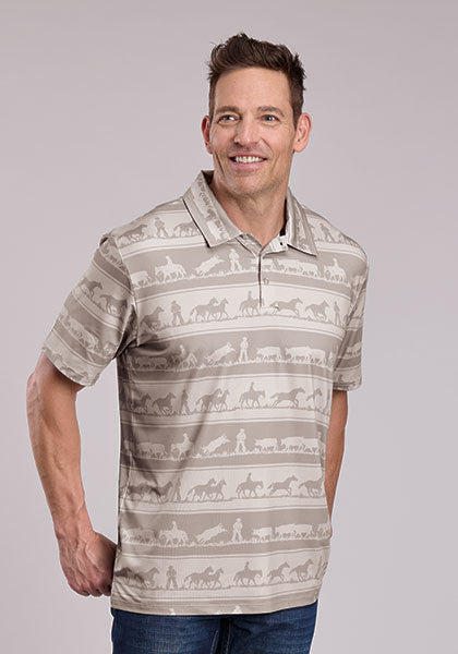 Mens Roper Knit Horizontal Print Cowboy Rugby Print