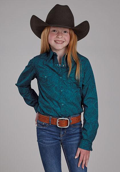 Roper Girl's Tonal Paisley Long Sleeve