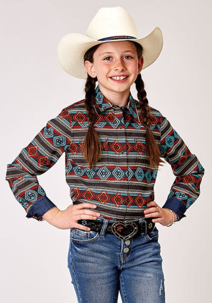 Girl's Roper Aztec Print Western Shirt