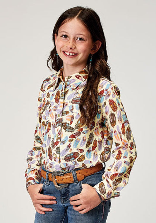 Girl's Roper Feather Print Western Shirt