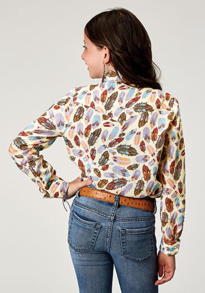 Girl's Roper Feather Print Western Shirt