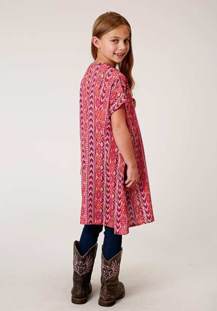 Youth Girl's Roper Aztec Print Cardigan