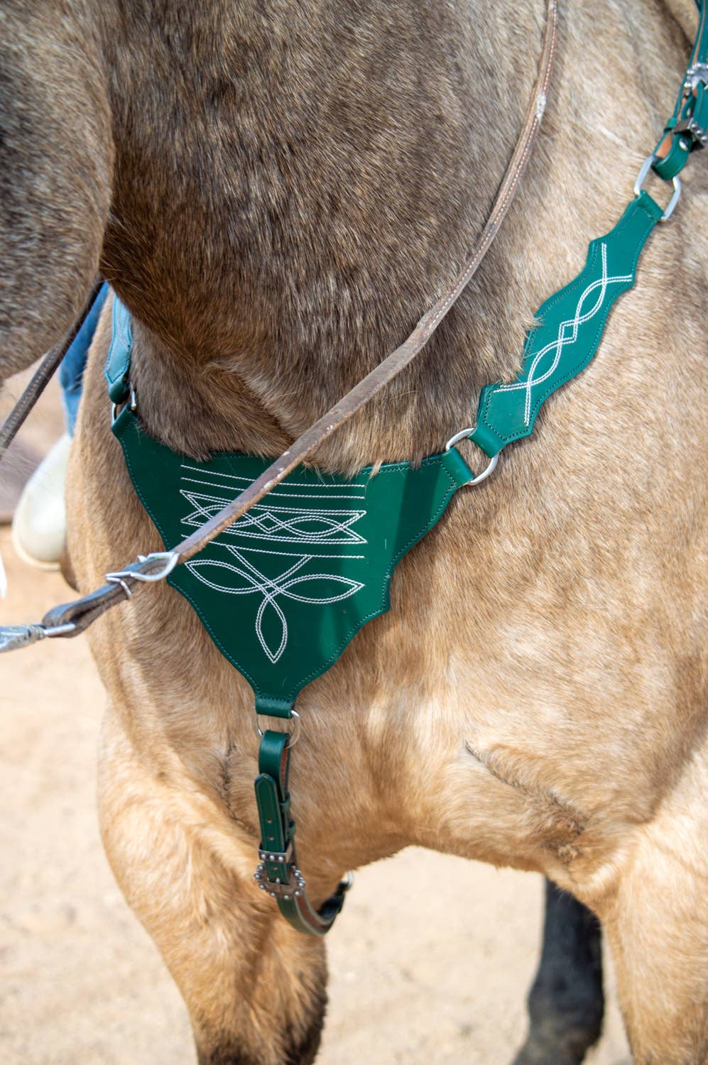 Schulz Green Boot Stitch Headstall and Breast Collar Set