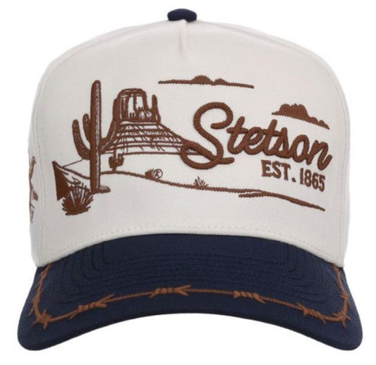Stetson Trucker Ball Cap Desert Scene with Longhorn