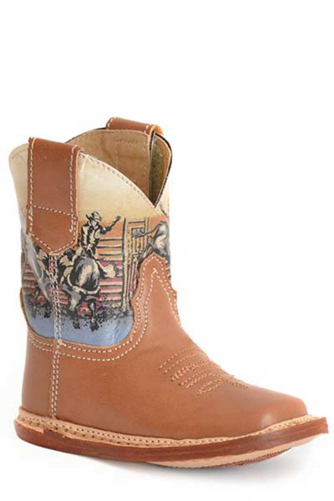 Roper Infants Rodeo Cowboy Bull Print Brown Vamp Western Boots