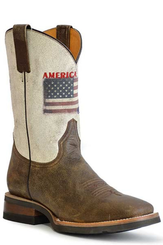 Roper Men's 'American Strong' Flag Square Toe Western Boots