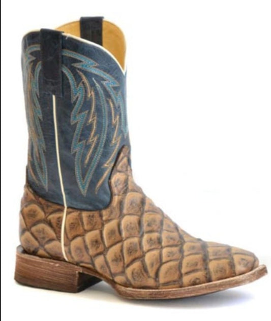 Men's Roper Marbled Blue Western Cowboy Boots
