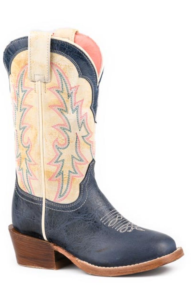 Youth Blue Shaft Square Toe Cowboy Boots