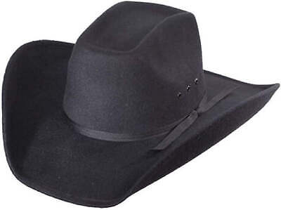 Adult BLACK FAUX FELT 8 SECOND COWBOY HAT w/ Elastic head band Hat band