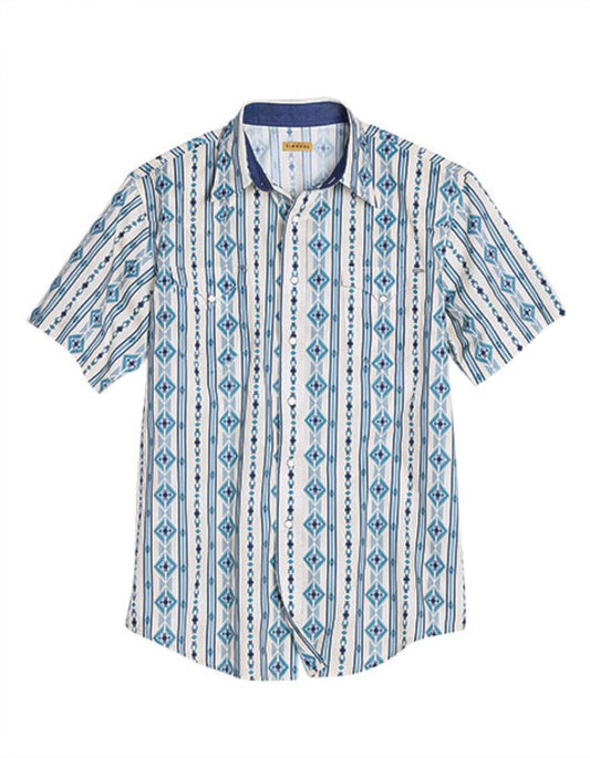 Tin Haul Men's Short Sleeve Vertical Aztec Western Shirt