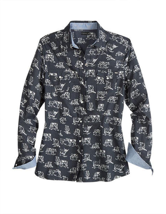 Women's Tin Haul Cow Print Western Shirt