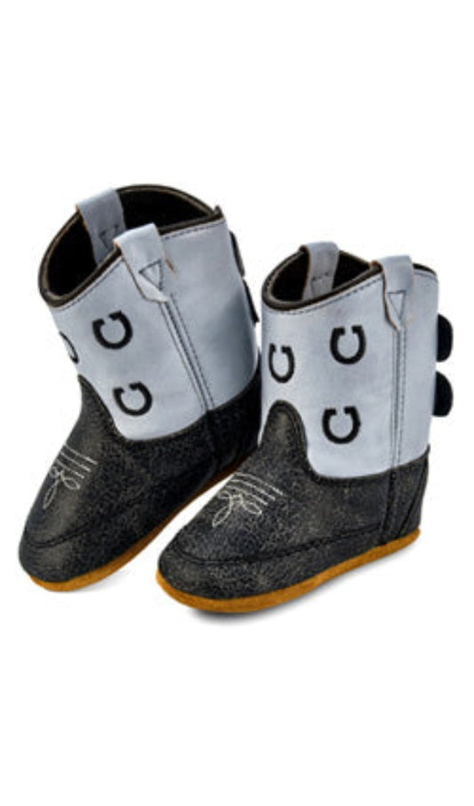 Infant Old West Gray & Black Western Boots