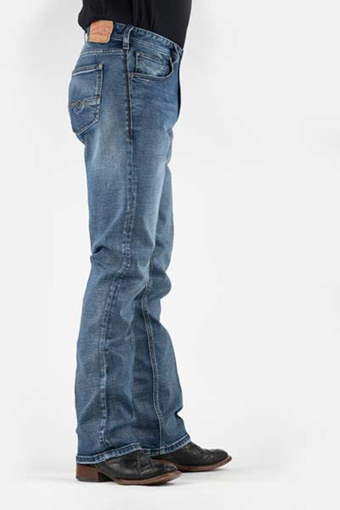 Stetson Men's Straight Fit Stretch Denim 2 Tone Embroidered Back Pocket