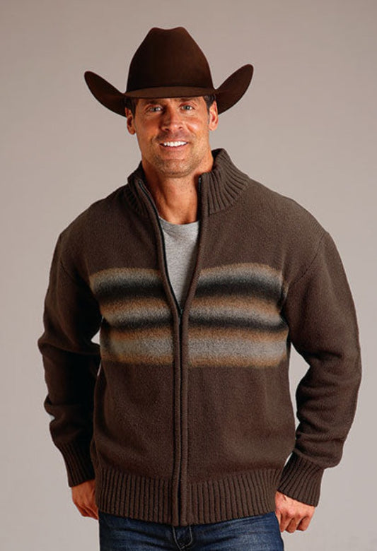 Men's Stetson Stripe Border Sweater Full Zipper