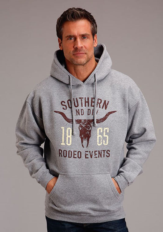 Men's Grey Stetson Longhorn Rodeo Hooded Sweatshirt
