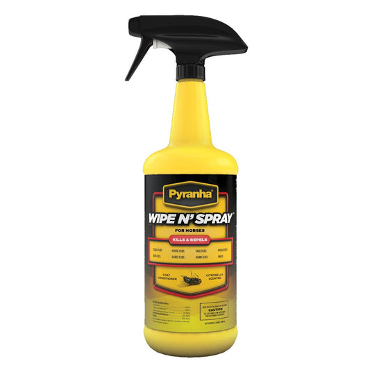 Pyranha Wipe N' Spray Fly Spray for Horses 32 oz.