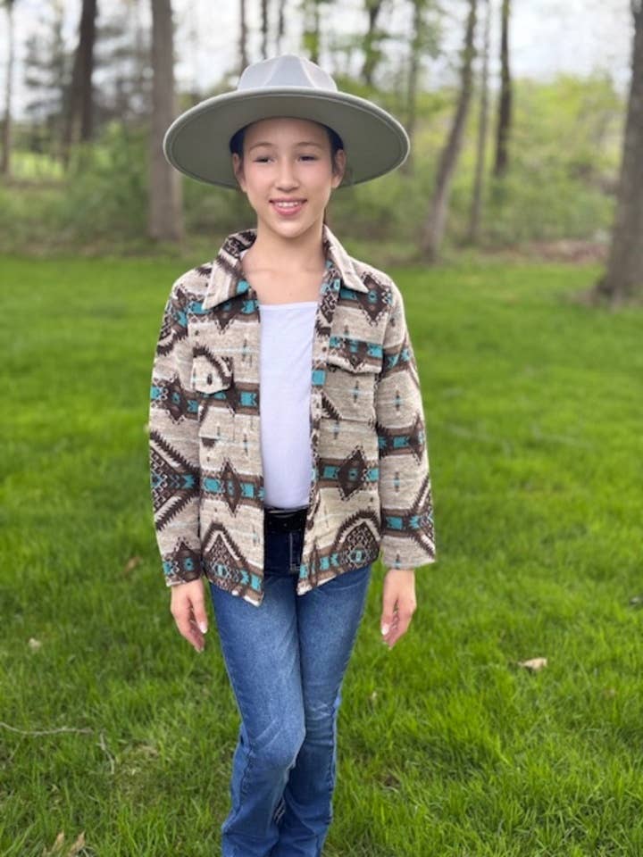Montana Co Girls Aztec Shacket Shirt Jacket