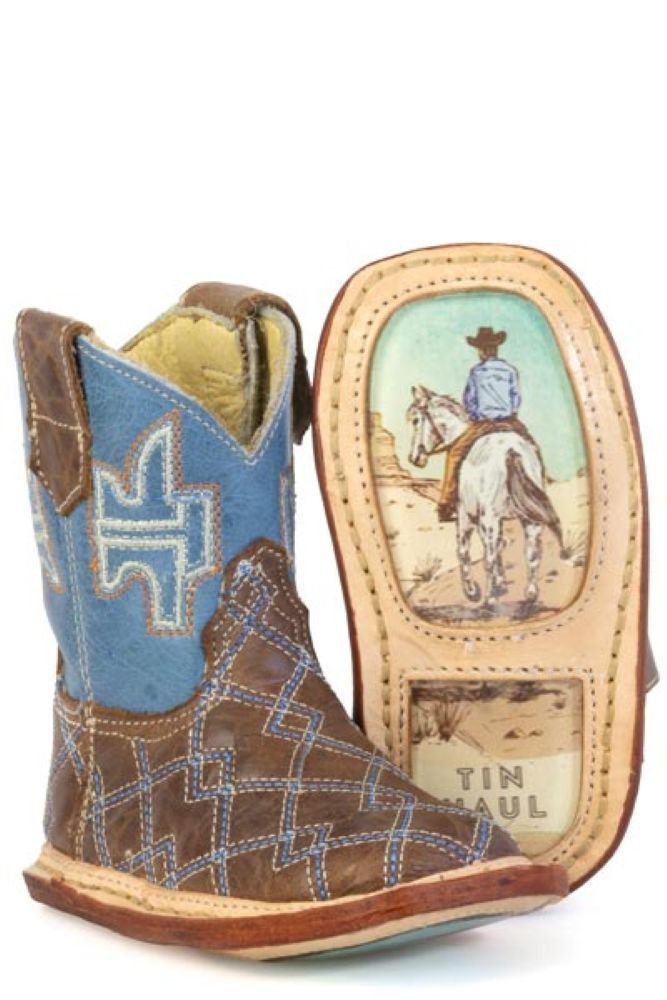 Infant TIN HAUL COWBOYBOY SOLE Square Toe Stitched Design Boots