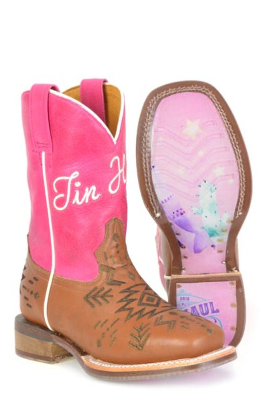 Girl's Tin Haul Pink 'All Points West' Cowboy Boots