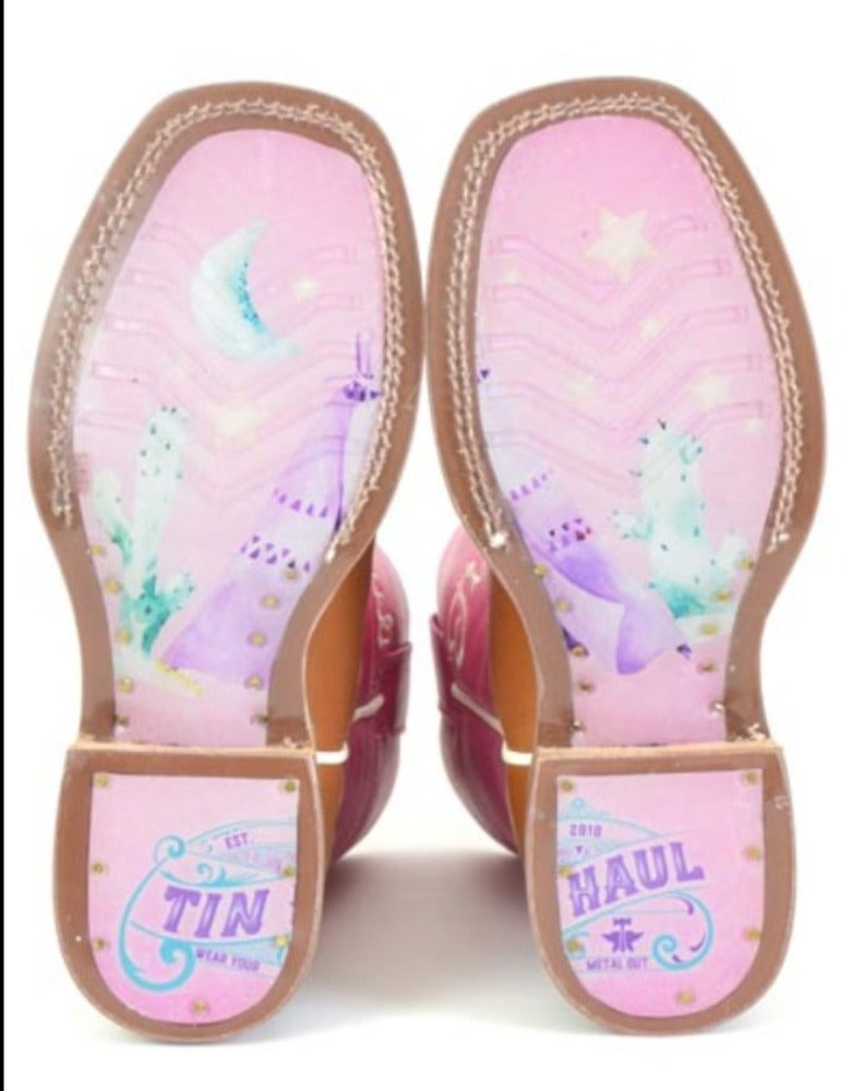 Girl's Tin Haul Pink 'All Points West' Cowboy Boots