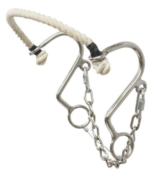 Stainless steel rope nose 'Little S' Hackamore. 5.5" cheeks