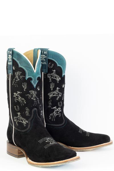 Youth Girl's TIN HAUL BORN TO BE FREE Square Toe Black Cowboy Boots