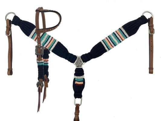 Corded One Ear Headstall & String Breast Collar Set