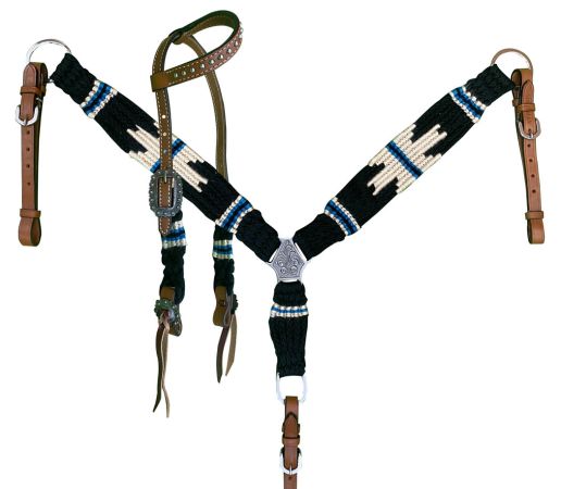 Showman Pony Size Corded One Ear Headstall & Breast Collar Set