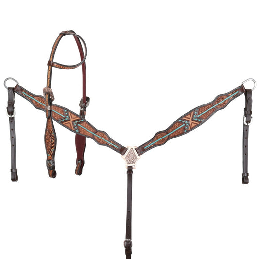 Showman Arrow Ridge One Ear Headstall and Breast collar Set
