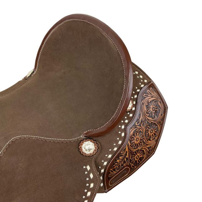 Circle S Chocolate Calico Barrel Style Saddle 14"