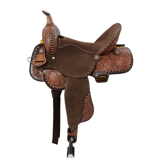 Double T Cocoa Daisies Spinal Relief Barrel Saddle