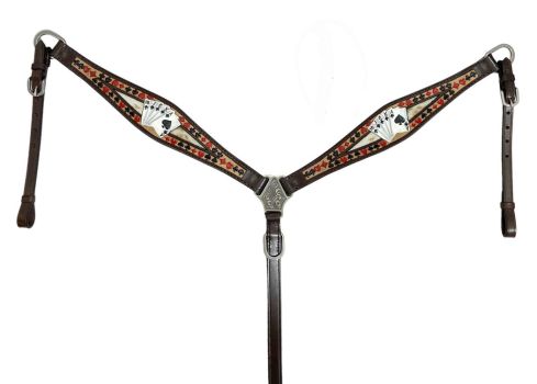 Showman 'Royal Flush' One Ear Headstall and Breast Collar Set