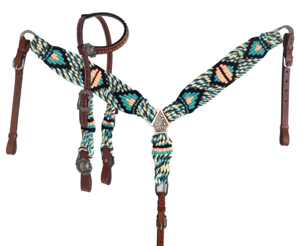 Showman Glade Corded One Ear Headstall Breast Collar Set