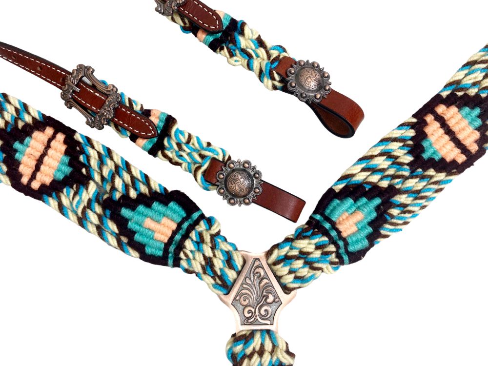 Showman Glade Corded One Ear Headstall Breast Collar Set