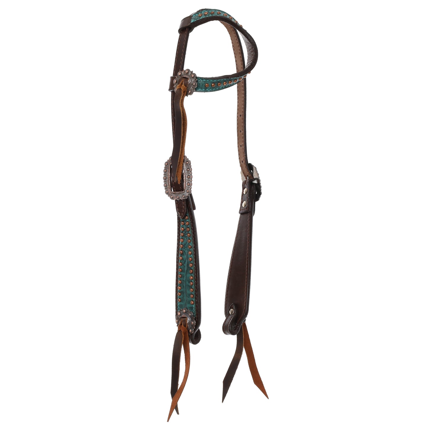 Showman Turquoise Gator One Ear Headstall and Breastcollar Set
