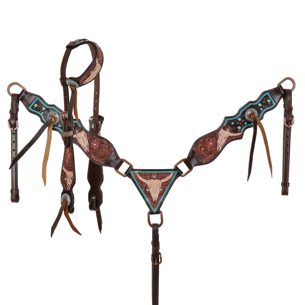 Limited Edition Desert Skull 1 Ear Headstall Breastcollar