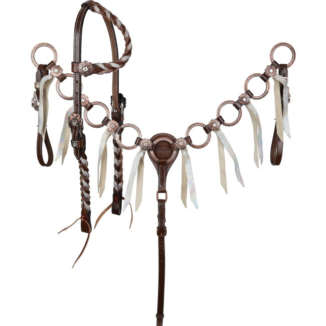 Showman Frosted Halo One Ear Headstall and Breastcollar Set